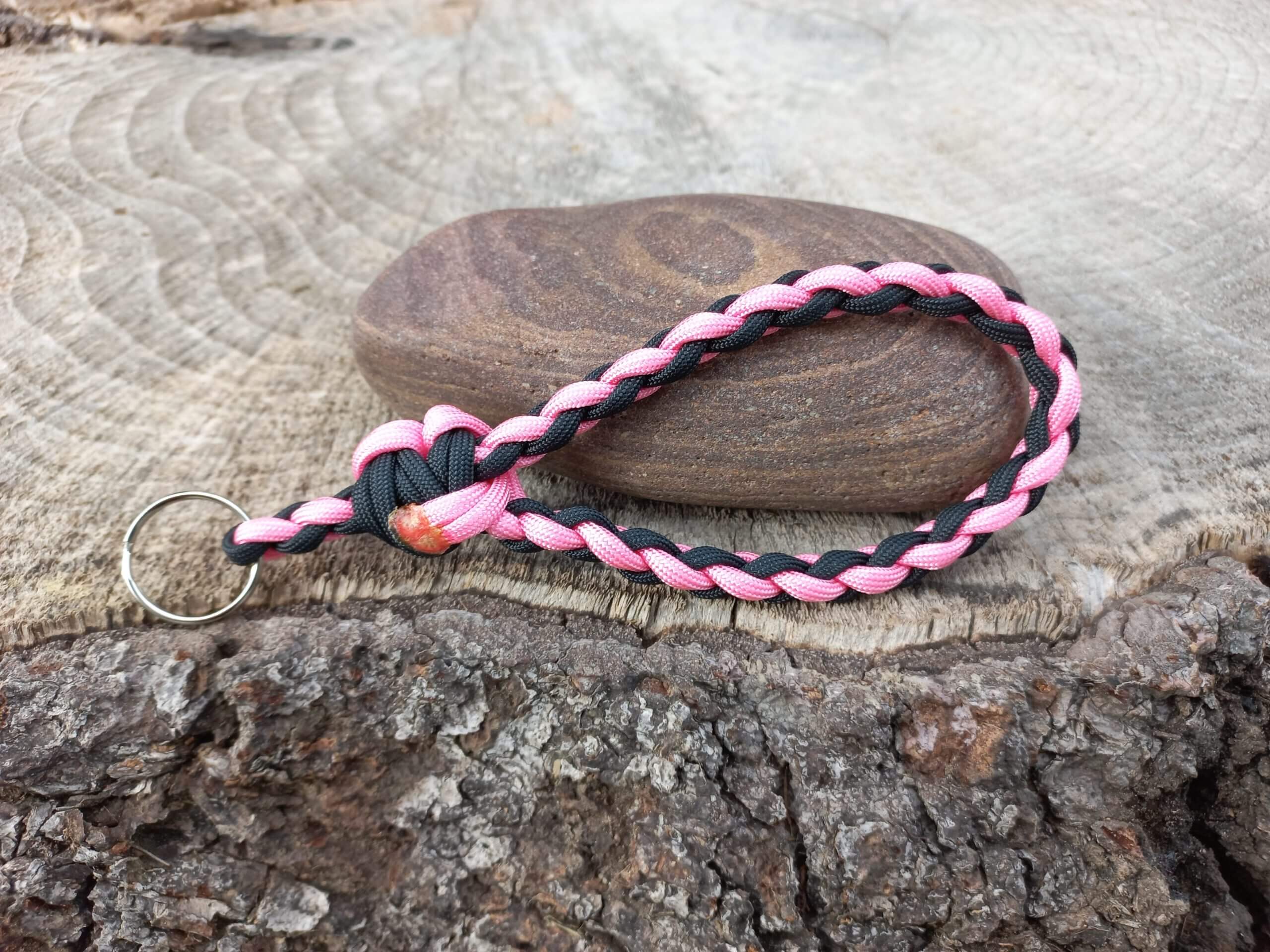 Paracord Wristlet Keychain - Pink image