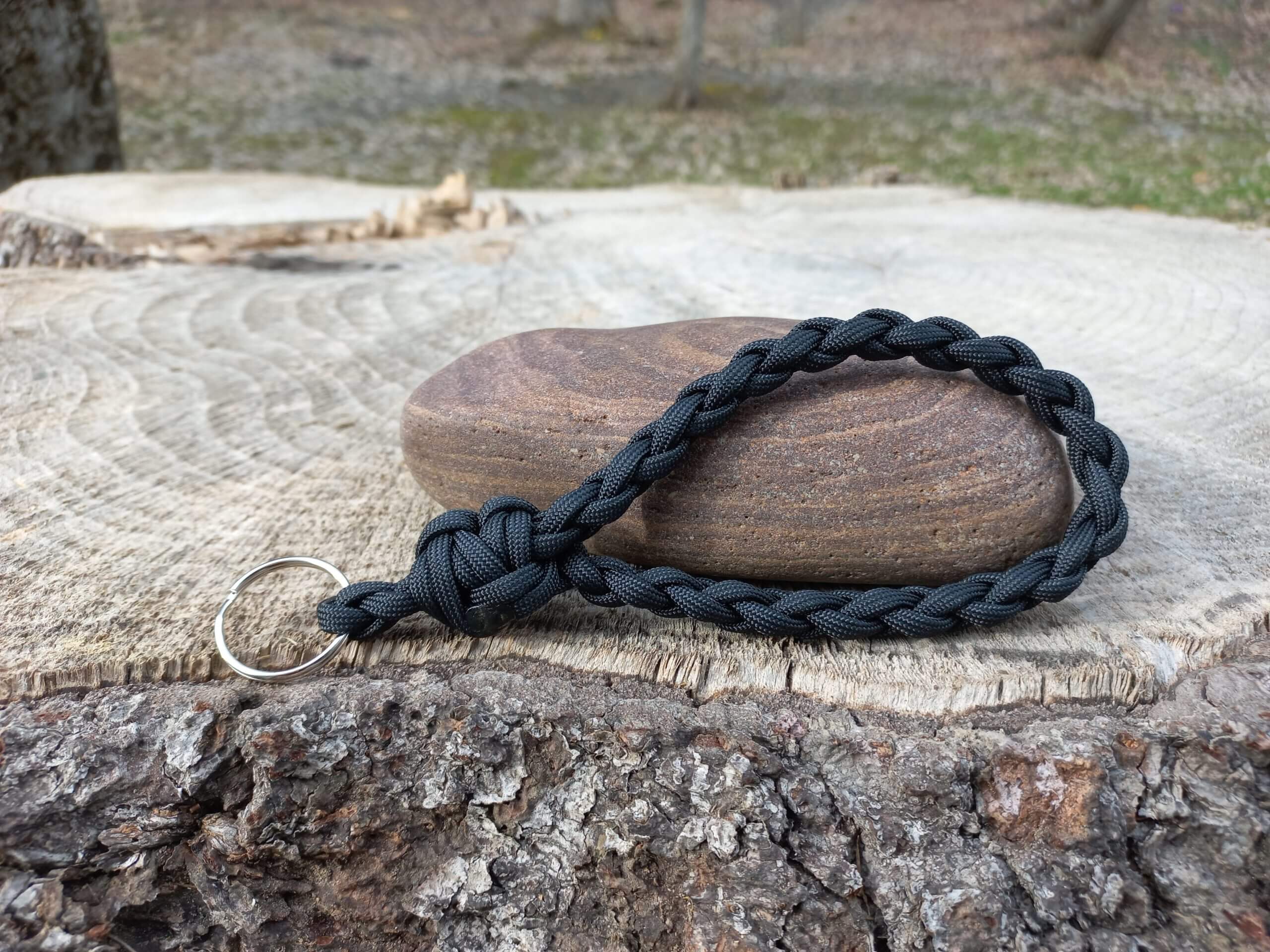 Paracord Wristlet Keychain - Black image